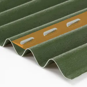 Corramet Green Plastic resin compound Corrugated roofing sheet (L)4m (W)950mm (T)2.5mm