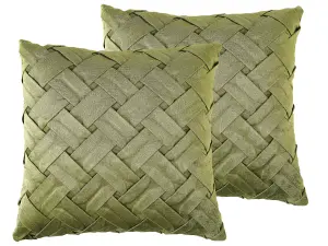 Set of 2 Cushions NARCISSUS Velvet 43 x 43 cm Solid Green