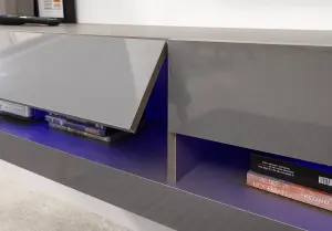 GFW Galicia 150cm Wall TV Unit with LED Grey