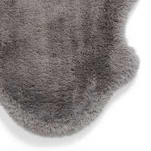 Sheepskin Grey Plain Shaggy Rug, 50mm Thickness Modern Rug, Luxurious Rug for Living Room, & Dining Room-60cm X 90cm (Single)