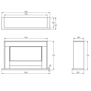 Suncrest Nebraska Black & white Glass, MDF & metal Freestanding Electric fire suite