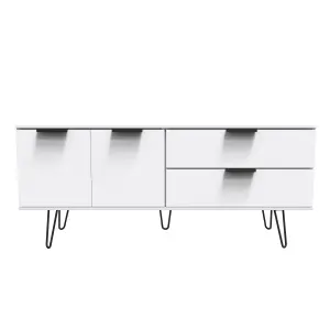 Fuji 2 Drawer 2 Door Wide Sideboard in White Matt (Ready Assembled)