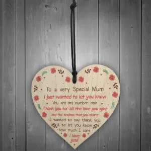 Red Ocean Handmade Wooden Heart Gift For Mum From Daughter Or Son Keepsake Gift