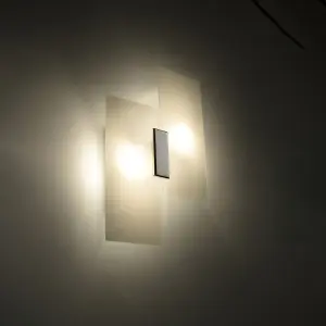 Fabiano Glass & Steel Grey 2 Light Classic Wall Light