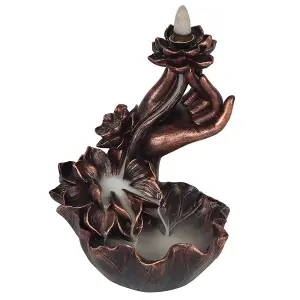 Something Different Hand With Flower Backflow Incense Burner Brown (One Size)