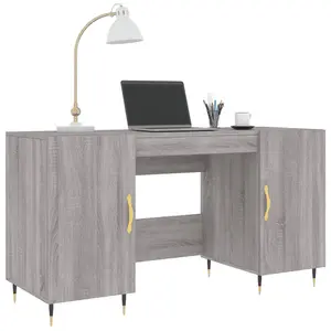 Berkfield Desk Grey Sonoma 140x50x75 cm Engineered Wood