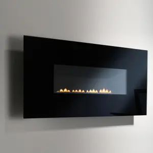 Focal Point Midnight flueless Curved glass front panel Black Manual control 2kW Gas Fire