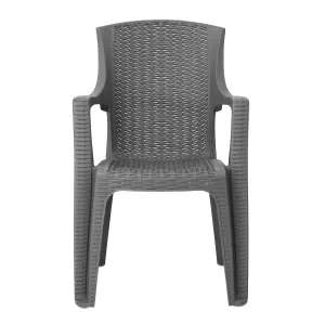 simpa Stackable Plastic Rattan Effect Garden Chair - Grey Set of 2