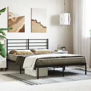 Berkfield Metal Bed Frame with Headboard Black 140x200 cm