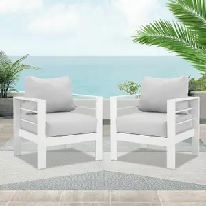 Wisteria Lane 2 Pieces Patio Furniture Aluminum Armchairs - White