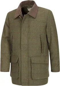 Hoggs Of Fife Tummel Tweed Field Coat, Olive Wine / Medium