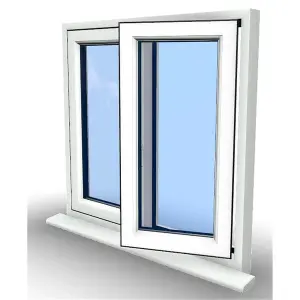 1145mm (W) x 1095mm (H) PVCu Flush Casement Window - 1 Right Opening Window - White Internal & External