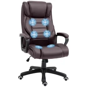 Vinsetto High Back 6 Points Vibration Massage Executive Office Chair, Brown