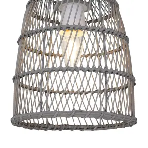 First Choice Lighting Set of 2 Bamboo Grey Bamboo Easy Fit Pendant Shades