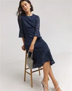 Joanna Hope Navy Lace Midi Dress - Navy - Size 14 - Women's