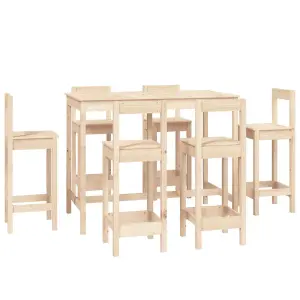 Berkfield 7 Piece Bar Set Solid Wood Pine