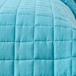 Homescapes Cotton Quilted Reversible Bedspread Teal & Blue, 150 x 200 cm