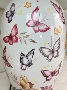 Pink Butterfly Ceramic Table Lamp with Pleated Shade