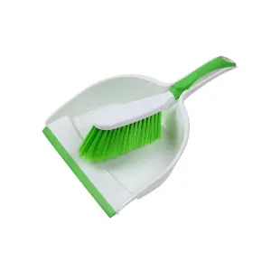 SupaHome Deluxe Dustpan and Brush White/Green (One Size)