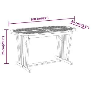 Berkfield Garden Table 160x85x75 cm Solid Wood Eucalyptus