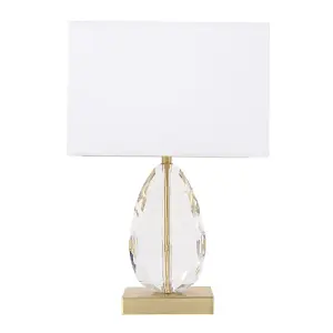 Modern Clear K9 Faceted Crystal Glass Table Lamp Base with Brushed Gold Base