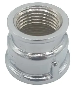 Invena 3/4x1/2 Inch Pipe Connection Reduction Female Fittings Muff Chrome