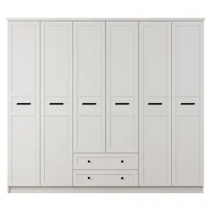 DAISY 6 Door 2 Drawer Wardrobe, White