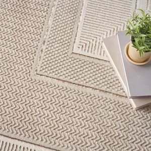 Ivory Bordered Polyester Modern Soft Bedroom, LivingRoom Rug - 69 X 229cm (Runner)