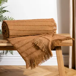 furn. Hazie Linear Yarn Woven Fringed Throw