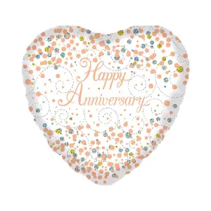 Oaktree Sparkling Fizz Holographic Anniversary Foil Balloon White/Rose Gold (One Size)