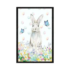 Tall Easter Bunny by Patricia Pinto - Floater Frame Gallery-Wrapped Canvas Giclée on Canvas Black / 101.6cm H x 66.04cm W