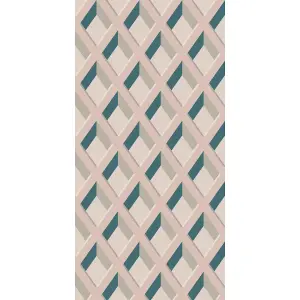 GDUK Diamond Trellis Calde Textured Wallpaper, Blush Navy