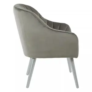 Interiors by Premier Luxurious Grey Fabric Armchair, Stylish Silver Finished Chair For Reading, Comfortable Mid-century Armchair