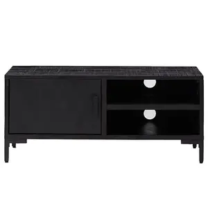 Berkfield TV Cabinet Black 90x30x40 cm Solid Pinewood