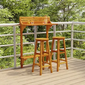 3 Piece Balcony Bar Set Solid Wood Acacia