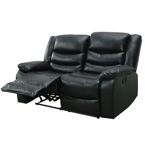 Sorreno Bonded Leather Recliner 2 Seater Sofa In Black