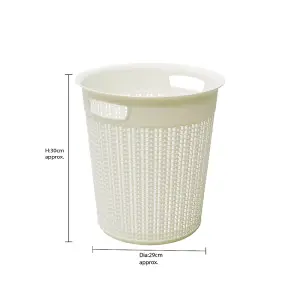 JVL Knit Design Loop Plastic Round Bin, Ivory