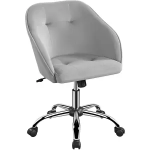 Yaheetech Height Adjustable Swivel Desk Chair with Castors and Armrests - Light Grey / Velvet