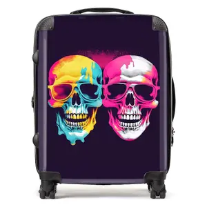 Pinks And Blue Happy Skeletons Suitcase - Large