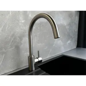 Liquida W06BN Swan Neck Single Lever Monobloc Brushed Nickel Kitchen Mixer Tap