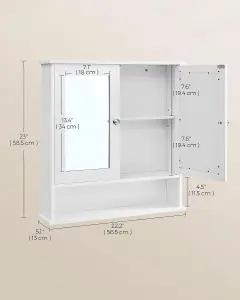 Bathroom Mirror Cabinet Storage Cupboard Wall-Mounted Storage Unit Wooden With Double Mirrored Doors Adjustable Shelf