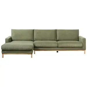 Right-Hand Corner Sofa SIGGARD Green Corduroy Right Hand