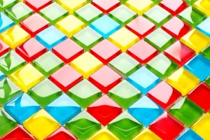 Glass mosaic on mesh for bathroom or kitchen 300mm x 300mm - Legoland