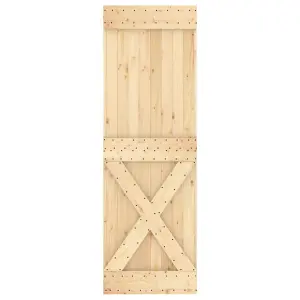 Berkfield Sliding Door with Hardware Set 80x210 cm Solid Wood Pine