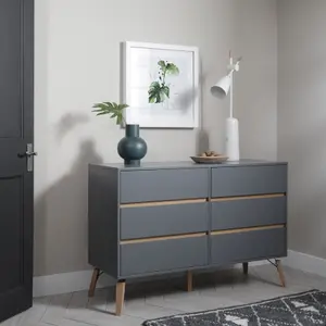 Otto Chest of Drawers 6 Drawer in Silk Grey