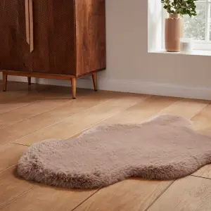 Beige Plain Shaggy Modern Luxurious Rug for Living Room and Bedroom-60cm X 180cm (Double)