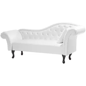 Right Hand Faux Leather Chaise Lounge White LATTES