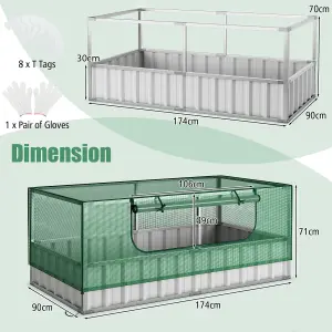 Costway 174x90x70CM Outdoor Greenhouse Rectangular Planter Box Kit Garden Raised Bed