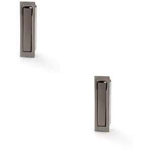 2 PACK - Flush Sliding Pocket Door Pull Handle - Dark Bronze 70mm x 19mm Finger Edge