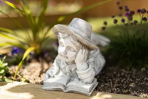 Stone Effect Reading Boy Garden Ornament